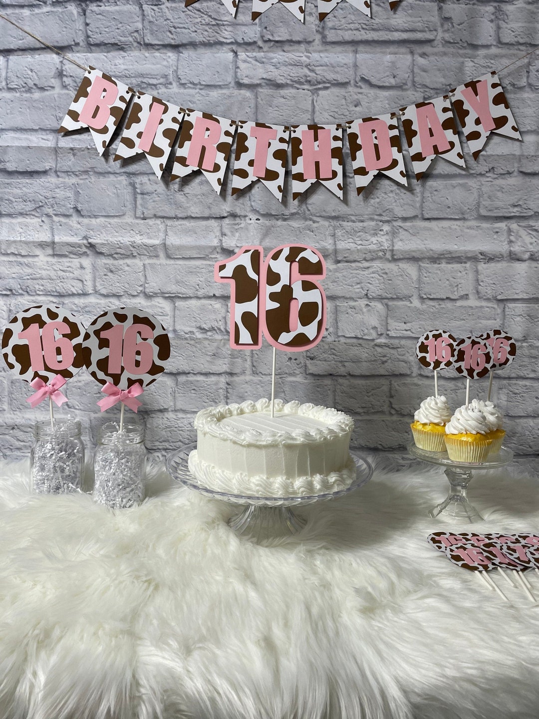 Cow Party Decorations Cow Birthday Party Decorations Set - Black & White Cow Print Banner, Tablecloth & Honeycomb Balls Western Decorations