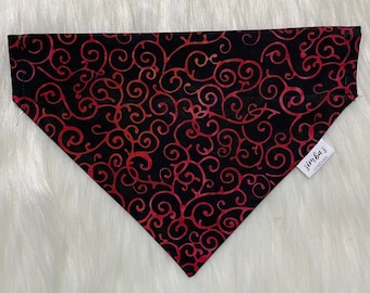 Red & Black Dog Bandana | Over the Collar Bandana | Slip On Bandana