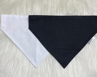 Black Dog Bandana | Over the Collar Bandana | Slip On Bandana | White Dog Bandana