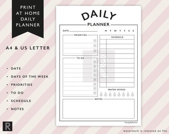 DAILY PLANNER PRINTABLE | Digital planner | daily planner page