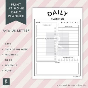 DAILY PLANNER PRINTABLE | Digital planner | daily planner page
