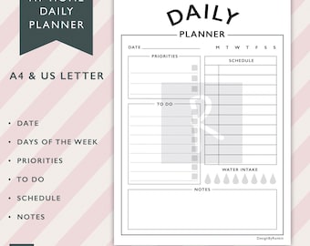 DAILY PLANNER PRINTABLE | Digital planner | daily planner page