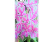 Premium Glossy Snap Phone Case, Hot Pink and White Peppermint Twist Garden Phlox, Custom Design for iPhone, Samsung Galaxy and more