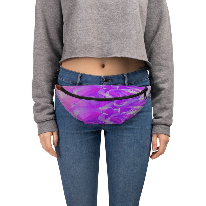 Festival Packs Waist Pack for Girls Hip Bag Fanny Pack for Women and Teens Elegant Ultra-Violet Decorative Dahlia Flower