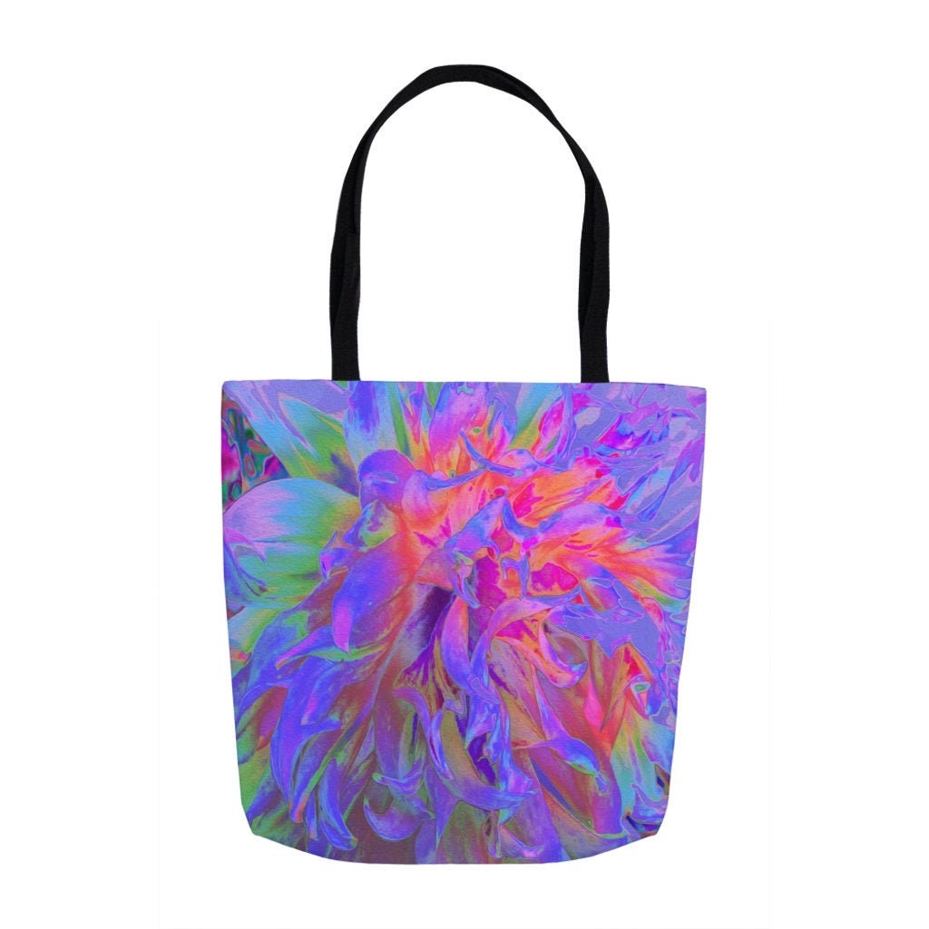 Tote Bag Elegant Psychedelic Decorative Dahlia Flower Tote | Etsy