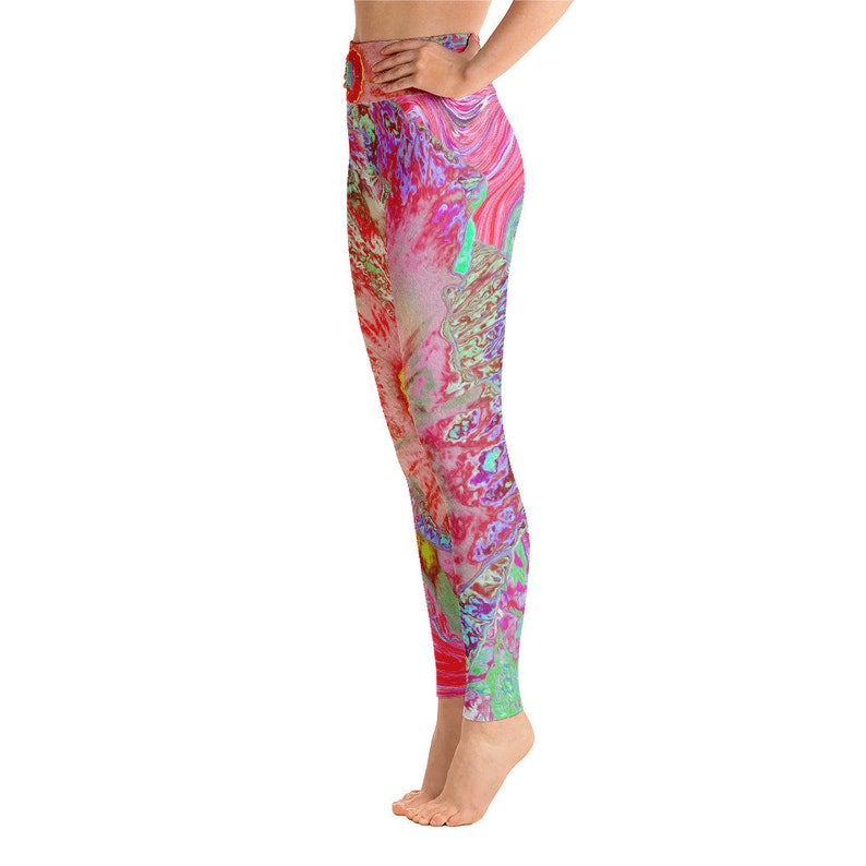 Leggings Yoga Leggings for Women High Waist Women\u2019s Fashion Workout Pants Psychedelic Retro Coral Rainbow Hibiscus