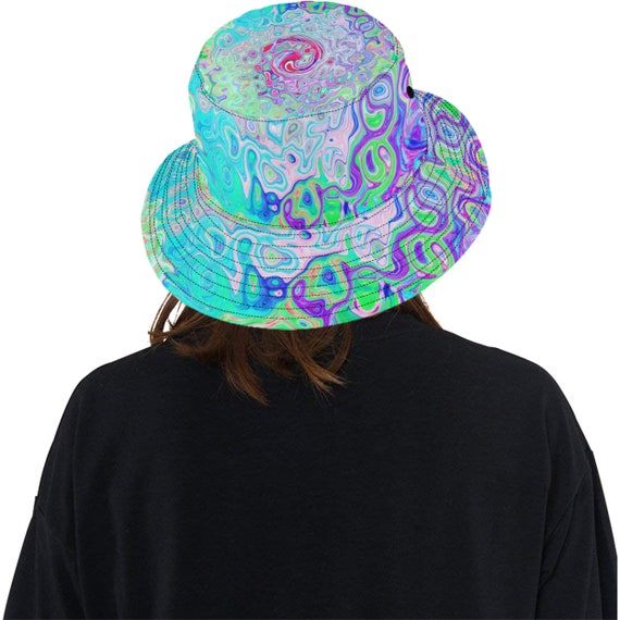 Colorful Trippy Bucket Hats for Women, Groovy Abstract Retro Pink and Green  Swirl, Cool Sun Hat for the Beach, Marbled Women's Summer Hats -  Canada