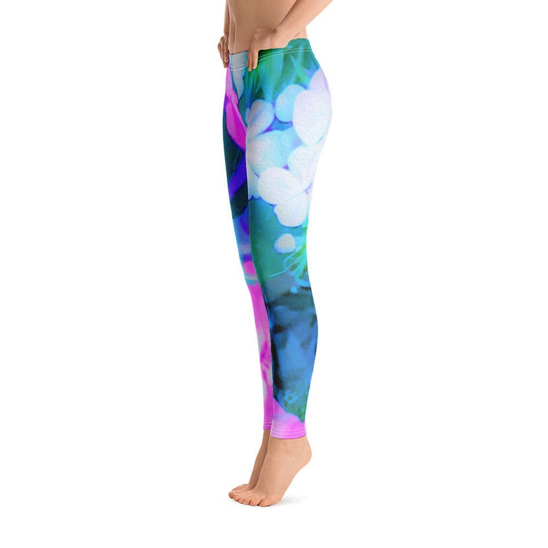 Fashion Yoga Leggings for Teen Girls Green Blue and White Garden Phlox Flowers Leggings for Women Women\u2019s Fitness Workout Leggings Pink