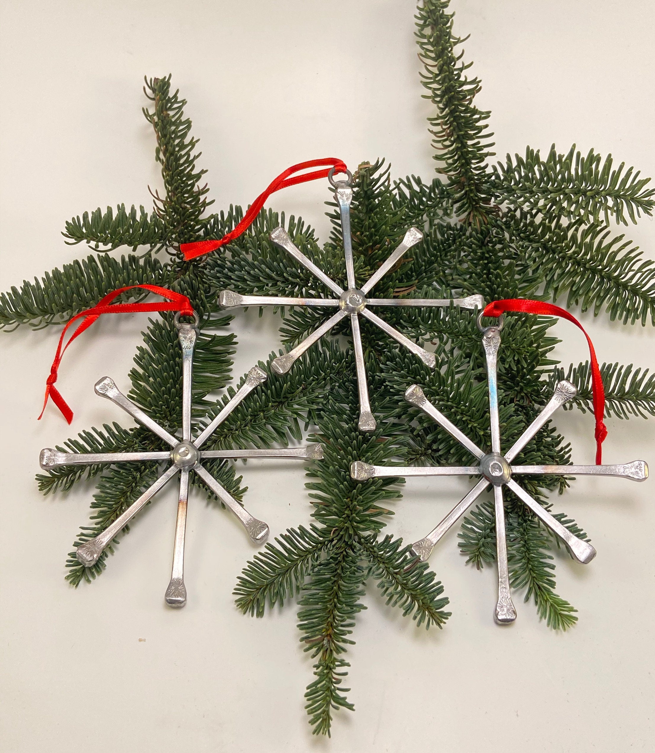 Snowflake Horseshoe Nail Ornaments Set of 3 Etsy