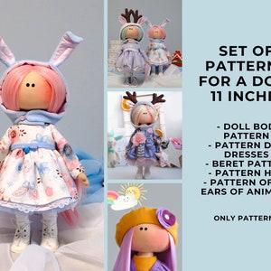 toy sewing rag doll pattern pdf, doll dress pattern, doll making kit, cloth doll patterns