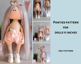 Pattern bloomers textile dolls  11 inch. Sewing clothes for a rag dolls