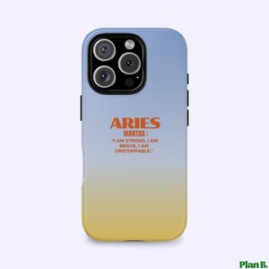 Aries Zodiac iPhone Case Inspirational Mantra Protective Cover for iPhone 16 15 14 13 12 Pro Max & More Aries Gift Astrology Phone Case