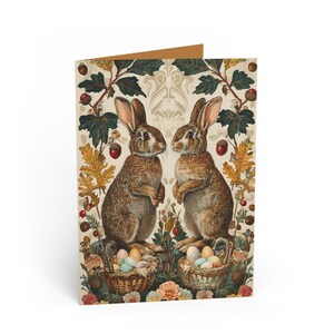 Cartões de Páscoa Floral Vintage Design de Coelho para Celebrações de Primavera, Cartões de Natal, Ecológicos, Conjuntos de Cartões Únicos, Presentes