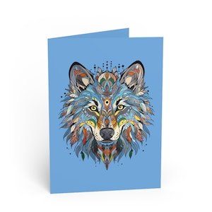 Artistieke wolf-wenskaarten | Dierenvriendkaarten, verjaardagskaarten, op de natuur geïnspireerde groeten, unieke kerstkaarten, milieuvriendelijk briefpapier