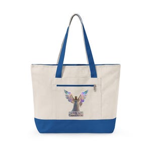 Bolsa de lona con cremallera con ilustración de alas de ángel / Ángel de plumas arcoíris imagen 9