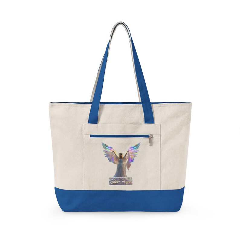 Bolsa de lona con cremallera con ilustración de alas de ángel / Ángel de plumas arcoíris imagen 9