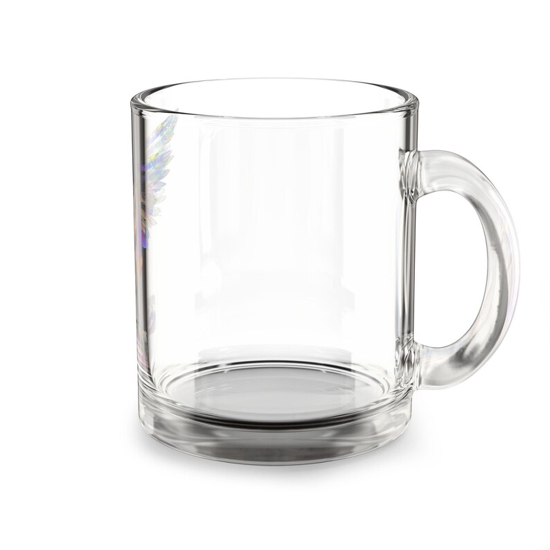 Taza de vidrio con ilustración de alas de ángel SOBER / Ángel con halo de 10 oz imagen 4