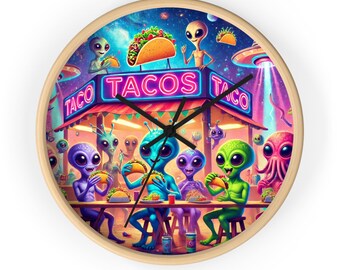 Alien Taco Night Wall Clock