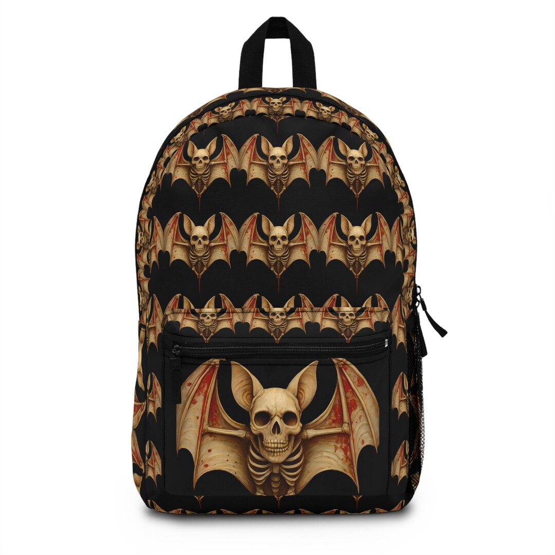 Gothic Skull Bat Backpack | Gothic Style School Bag, Halloween Backpack ...