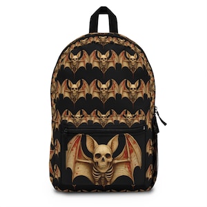 Gothic Skull Bat Backpack | Gothic Style School Bag, Halloween Backpack, Edgy Carry-All, Unique Gift for Goth Lovers