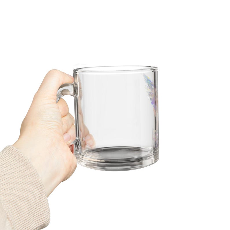 Taza de vidrio con ilustración de alas de ángel SOBER / Ángel con halo de 10 oz imagen 7