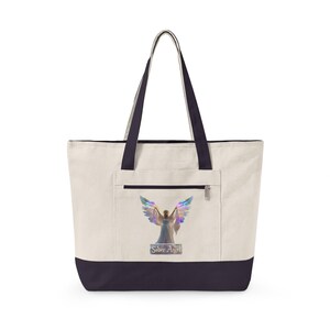 Bolsa de lona con cremallera con ilustración de alas de ángel / Ángel de plumas arcoíris imagen 13