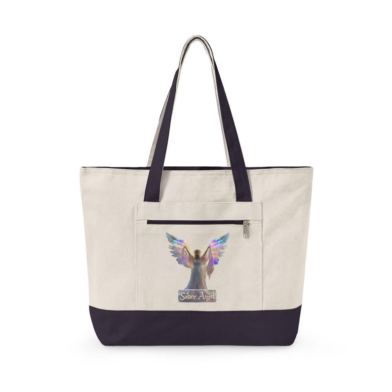 Bolsa de lona con cremallera con ilustración de alas de ángel / Ángel de plumas arcoíris imagen 13
