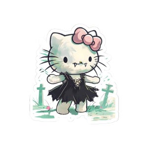 Cute Gothic Cat Stickers, Perfect for Scrapbooking, Laptop Decor, Gift for Animal Lovers, Kawaii Stationery