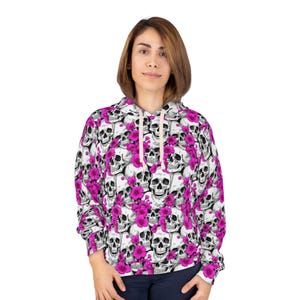 Skull Floral Unisex Hoodie - Edgy Fashion, Cozy Comfort, Perfect Gift for Halloween, Casual Wear, Trendy Streetwear