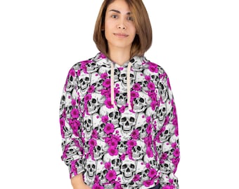Skull Floral Unisex Hoodie - Edgy Fashion, Cozy Comfort, Perfect Gift for Halloween, Casual Wear, Trendy Streetwear