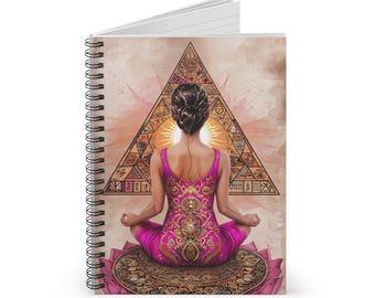 Meditative Spiral Notebook Dreamy Yoga Journal, Boho Art Sketchbook, Guided Journal for Mindfulness, Perfect Gift for Yogis