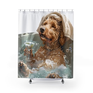 Laberdoodel Dog Shower Curtain - Fun Bathroom Decor, Pet Lover Gift, Quirky Home Accessory, Bath Decor, Shower Curtain Dog Paws