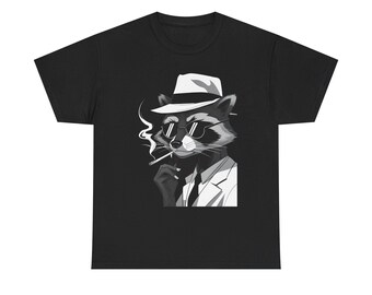 Cool Raccoon Tee, Unisex Heavy Cotton T-Shirt for Animal Lovers, Vintage Style Graphic Tee, Perfect Gift for Friends, Casual Wear