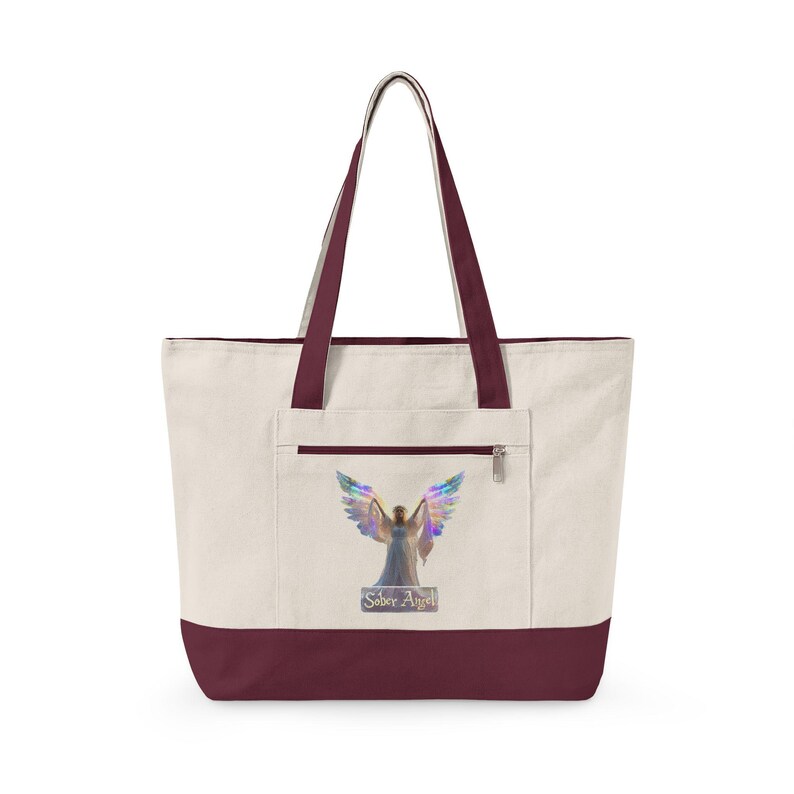 Bolsa de lona con cremallera con ilustración de alas de ángel / Ángel de plumas arcoíris imagen 7