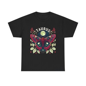 Mystical Taurus Butterfly Tee, Zodiac Shirt for Taurus Lovers, Boho Gift, Astrology Apparel, Unique Graphic Cotton Tee