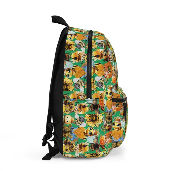 Colorful Garden Bee Bees Backpack, Floral Pattern Rucksack  display picture 1