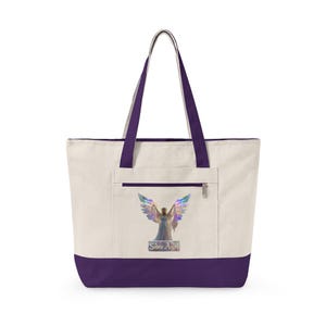 Bolsa de lona con cremallera con ilustración de alas de ángel / Ángel de plumas arcoíris imagen 11