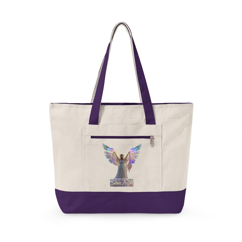 Bolsa de lona con cremallera con ilustración de alas de ángel / Ángel de plumas arcoíris imagen 11