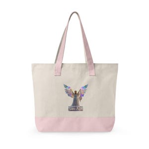 Bolsa de lona con cremallera con ilustración de alas de ángel / Ángel de plumas arcoíris imagen 6