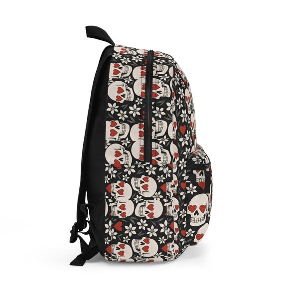 Skull Love Backpack - Edgy School Bag, Gothic Gift  display picture 2