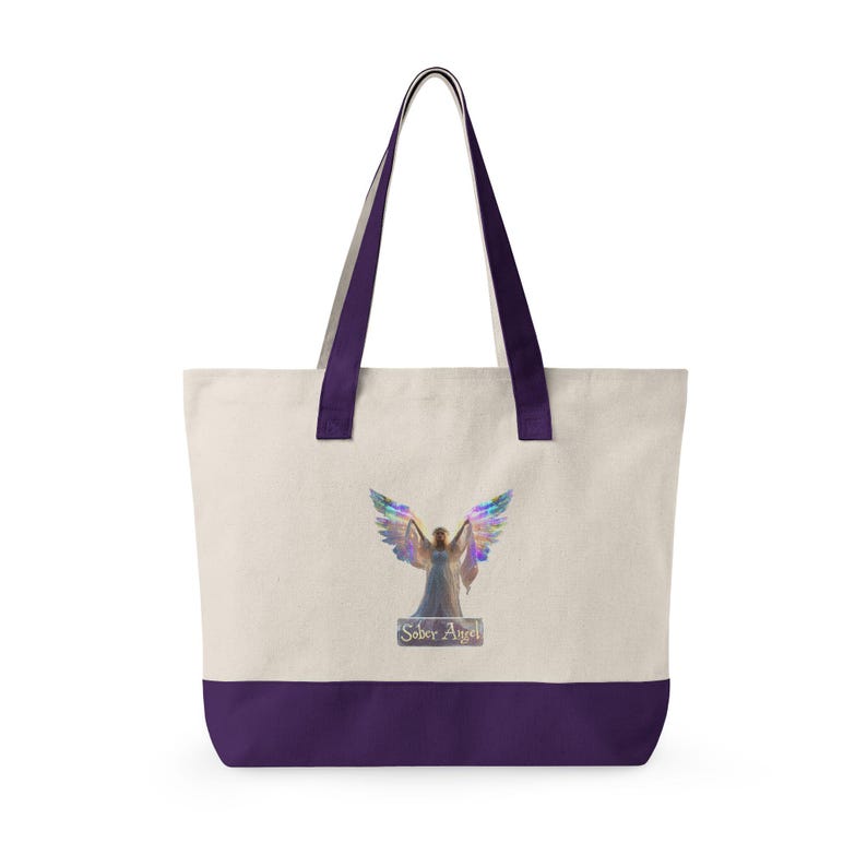 Bolsa de lona con cremallera con ilustración de alas de ángel / Ángel de plumas arcoíris imagen 12