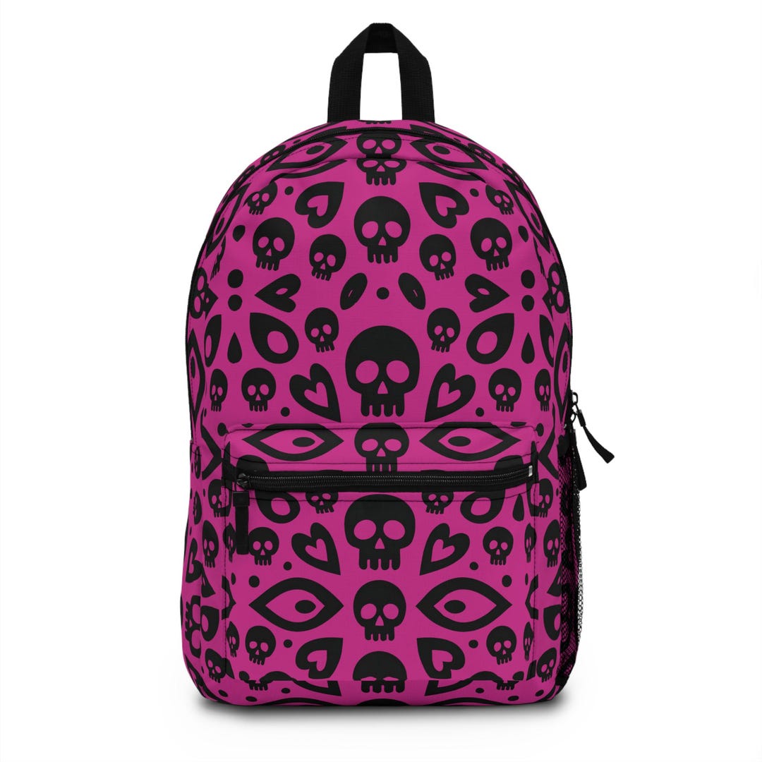 Gothic Skull Pattern Backpack, Edgy Graffiti Style Bag, Perfect for ...