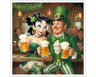 St. Patrick's Day Kiss-Cut Stickers, Fun Party Decor, Irish Celebration, Beer Lovers Gift, Cute Laptop Decor, Holiday Accessories