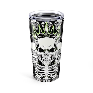 Skull Crown Tumbler, Gothic Drinkware, 20oz Skull Tumbler, Halloween Mug, Edgy Bone Drinkware