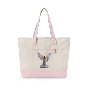 Bolsa de lona con cremallera con ilustración de alas de ángel / Ángel de plumas arcoíris imagen 5