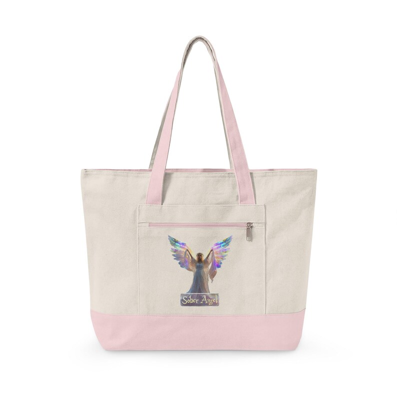 Bolsa de lona con cremallera con ilustración de alas de ángel / Ángel de plumas arcoíris imagen 5