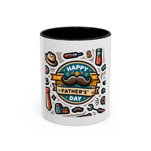 Happy Father&#39;s Day Accent Coffee Mug, Gift for Dad, Customizable Mug, Coffee Lover Gift, Funny Dad Mug, Home and Kitchen Decor