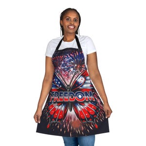Patriotic Freedom Apron, Cooking Gift, BBQ Apron, 4th of July Apron, Independence Day Kitchenwear