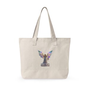 Bolsa de lona con cremallera con ilustración de alas de ángel / Ángel de plumas arcoíris imagen 2