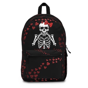 Gothic Heart Skull Backpack, Alternative Fashion Bag, Trendy School Backpack, Edgy Gift for Teen, Halloween, Punk Style